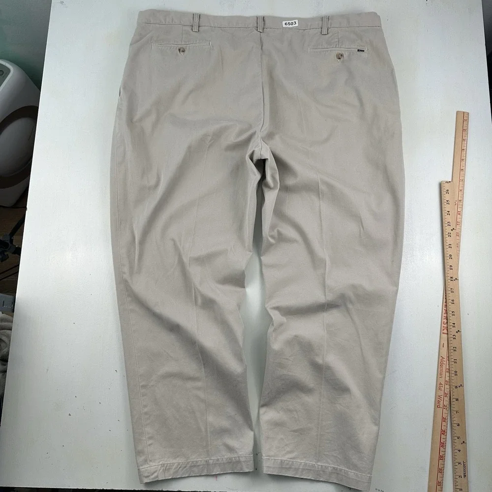 Polo Ralph Lauren Andrew Pleated Chino Pants Mens 49x30 Tan Oatmeal Cotton Big